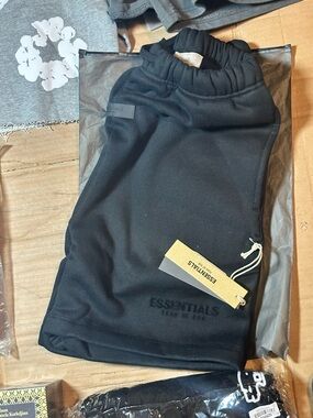 Essentials Black Athletic Sweat Shorts with Drawstring